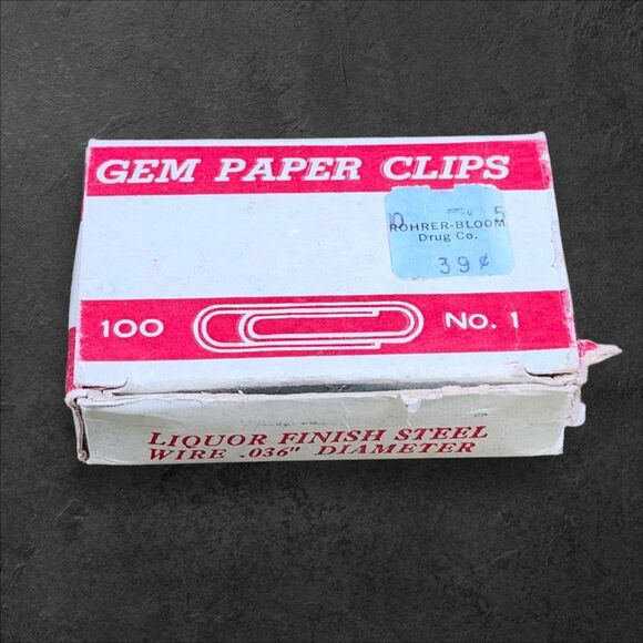 Box Of Gem Paper Clips Liquor Finish Steel Noesting Tiger Brand Vintage .036" - Picture 1 of 5